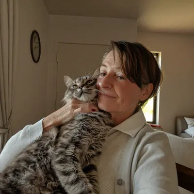 Linda S. with her senior cat